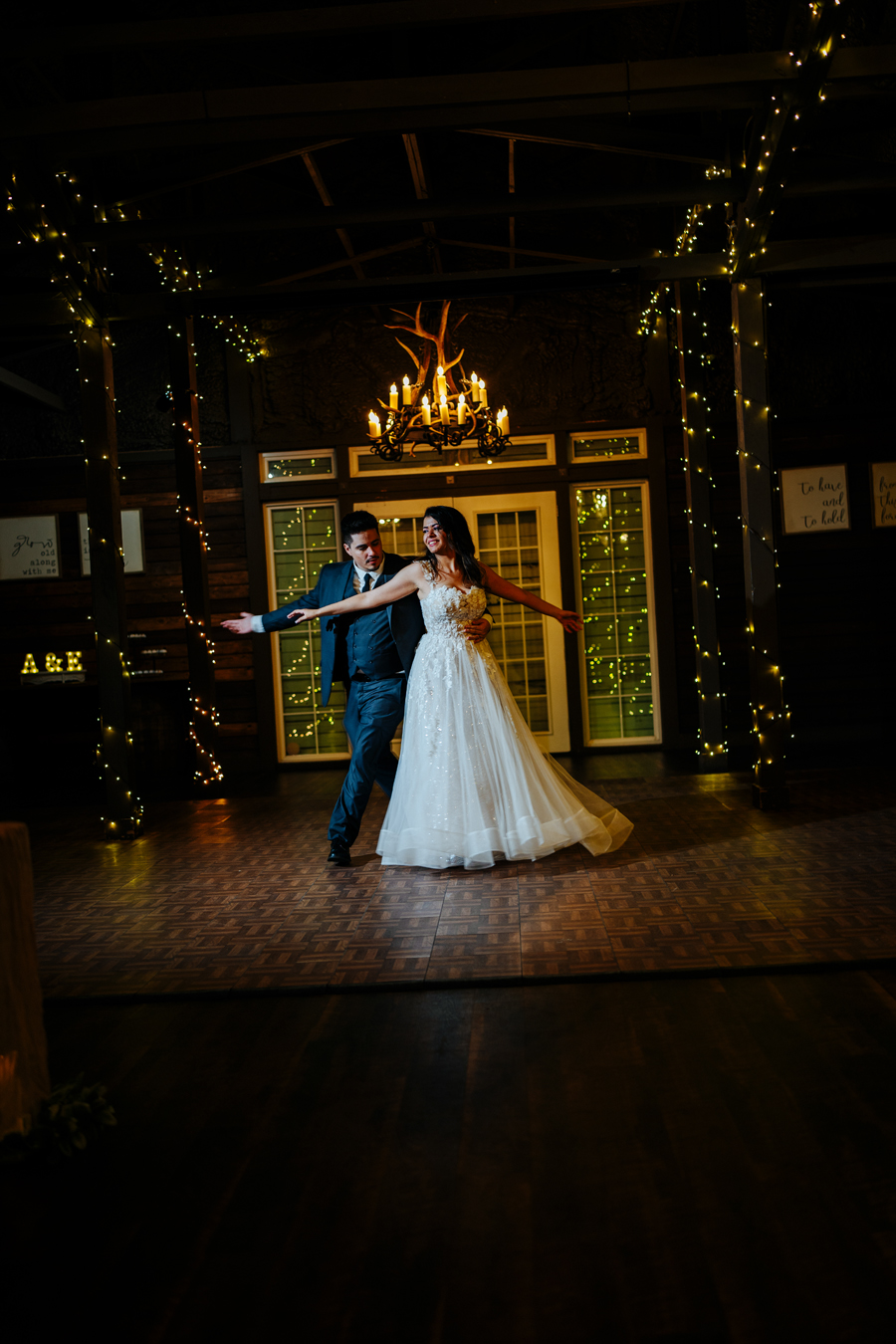 Bride and groom dancing their first dance